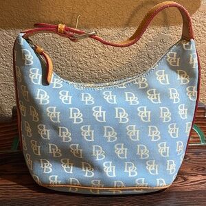 Dooney & Bourke Light Blue and Tan Hobo Bag